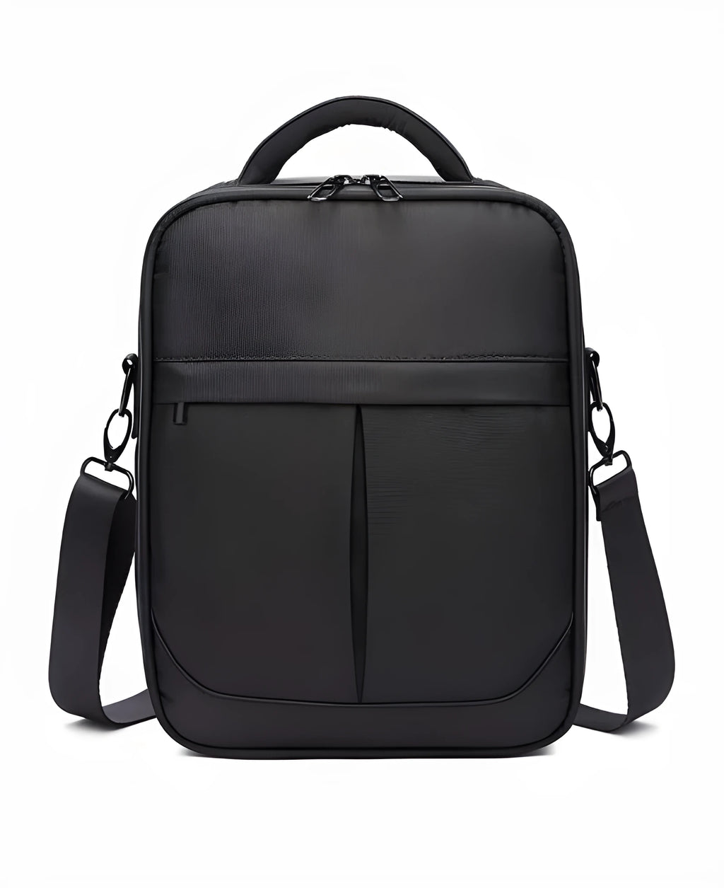 Black Oxford fabric men's messenger bag with shoulder strap