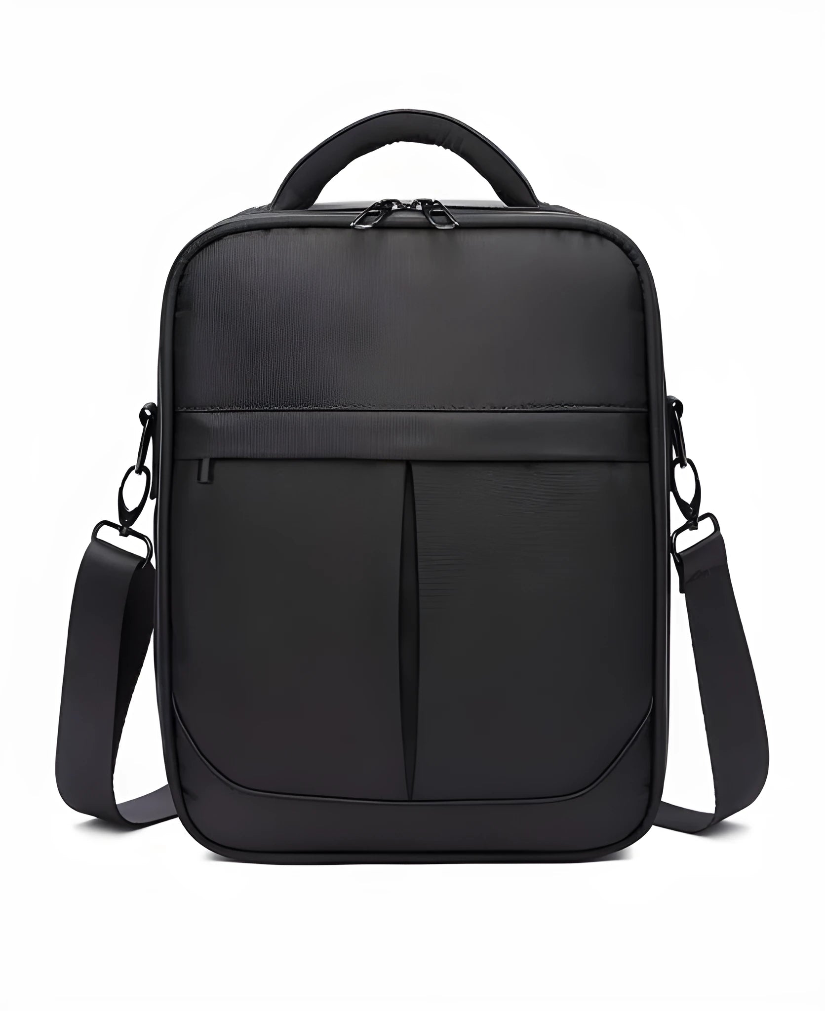 Black Oxford fabric men's messenger bag with shoulder strap