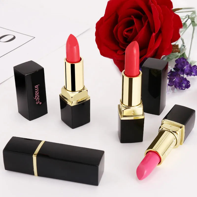 Lipstick lip gloss tube in a choice of ten colours including coral red, barbie pink, and classic red.
