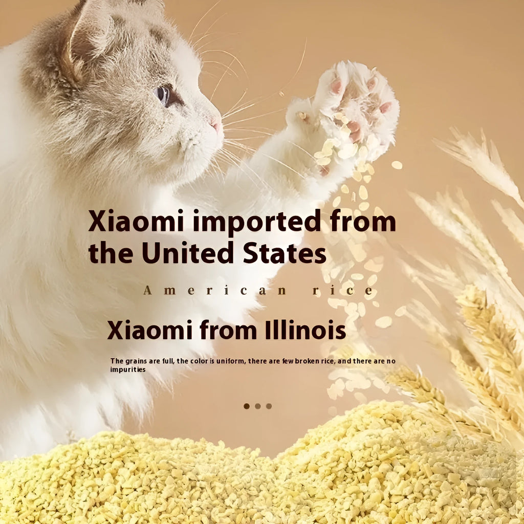 Xiaomi hybrid tofu and bentonite ore cat litter in yellow packaging, two 2.5kg bags