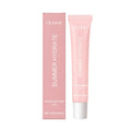 Pink lip balm stick on a white background