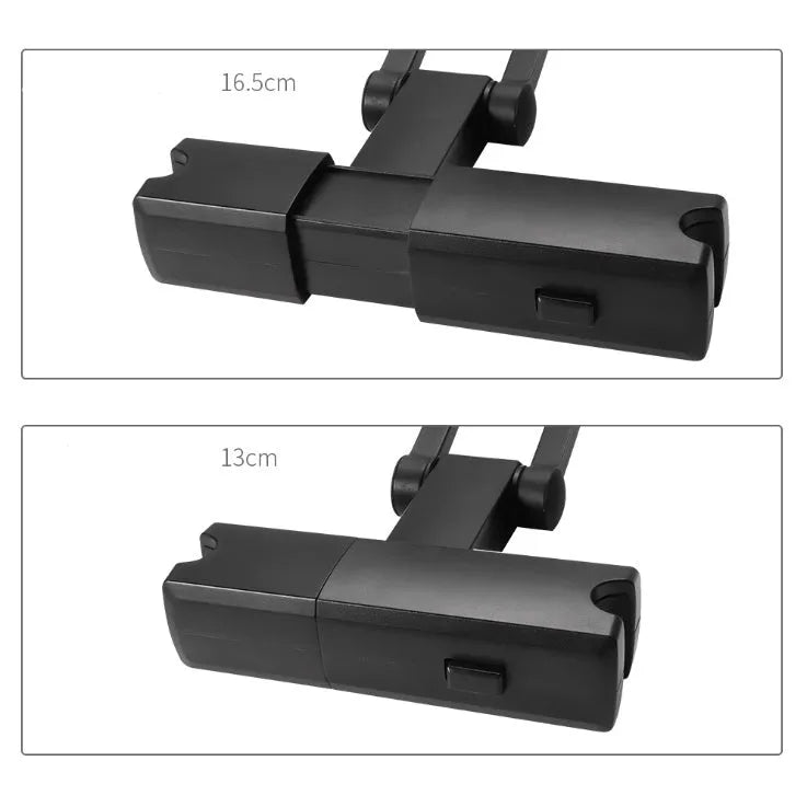 Universal car phone holder for back seat headrest with large collet, in black or black and red, for devices over 5 inches