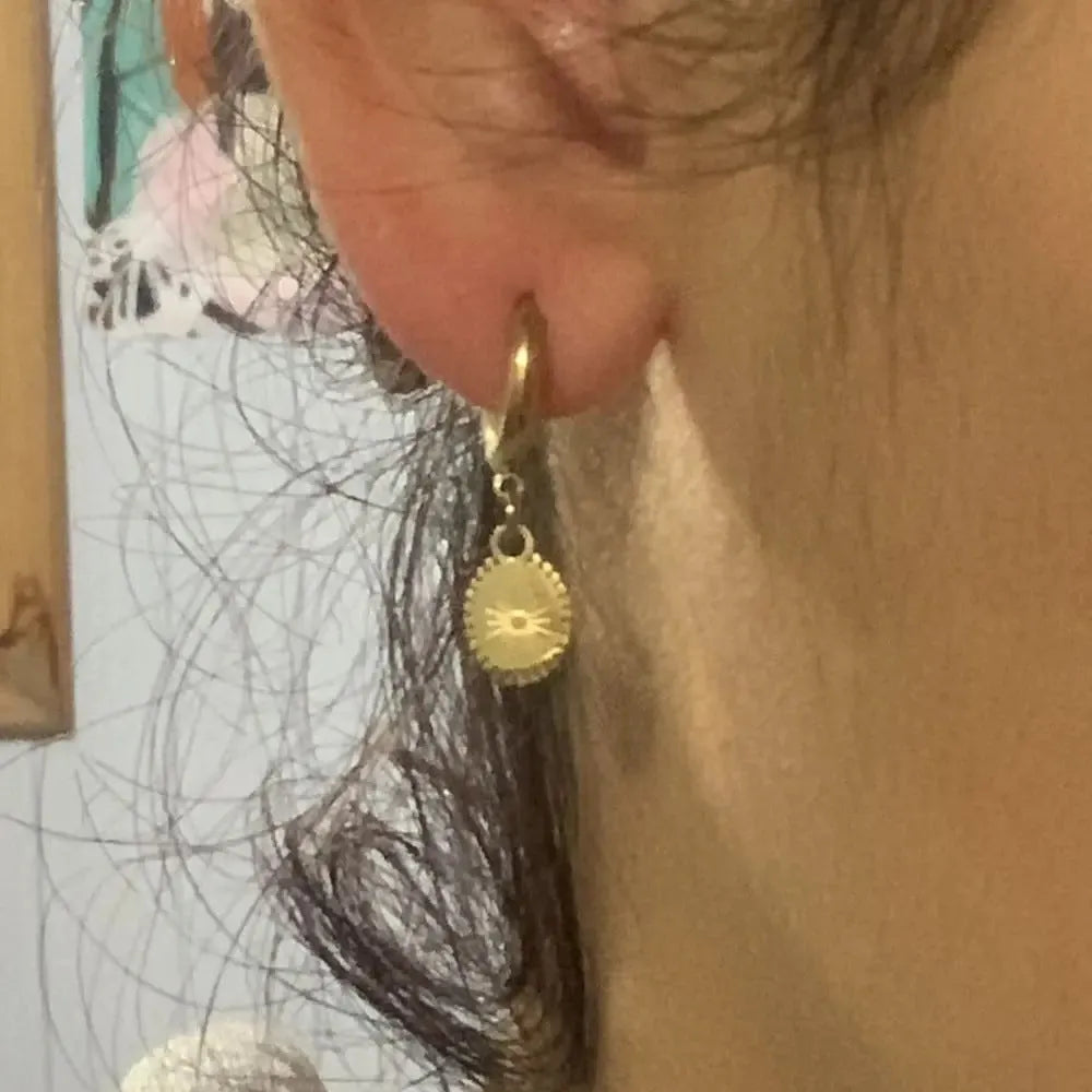 Stainless steel ellipse earrings with ear button fastening, colour XY-EH005.