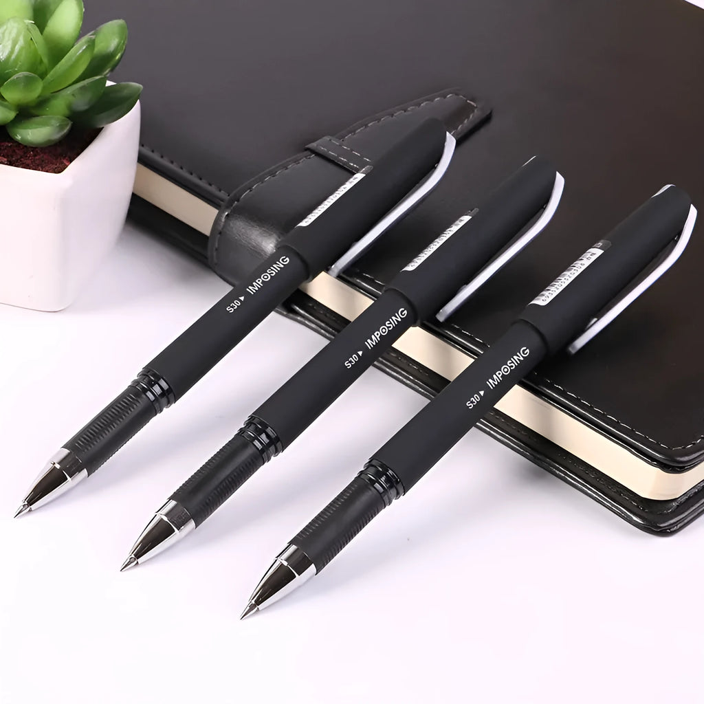 Frosted black carbon pen with 0.5mm tip, model S30, on white background