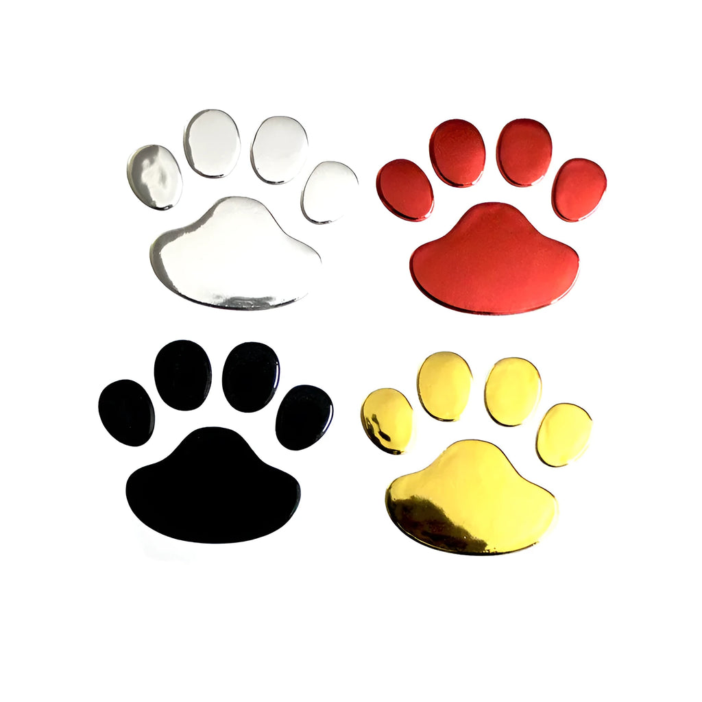 PVC footprint 3D body decoration sticker with chrome finish, 60x60mm foot size, in Silver, Gold, Red, or Black.