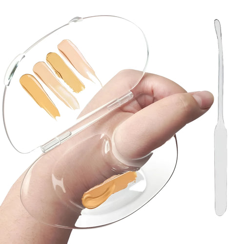 Transparent acrylic makeup mixing palette with storage groove and colour test areas