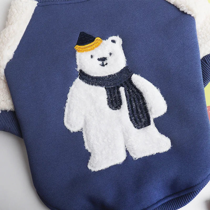 Dark blue fleece-lined cotton dog jumper for winter in large sizes