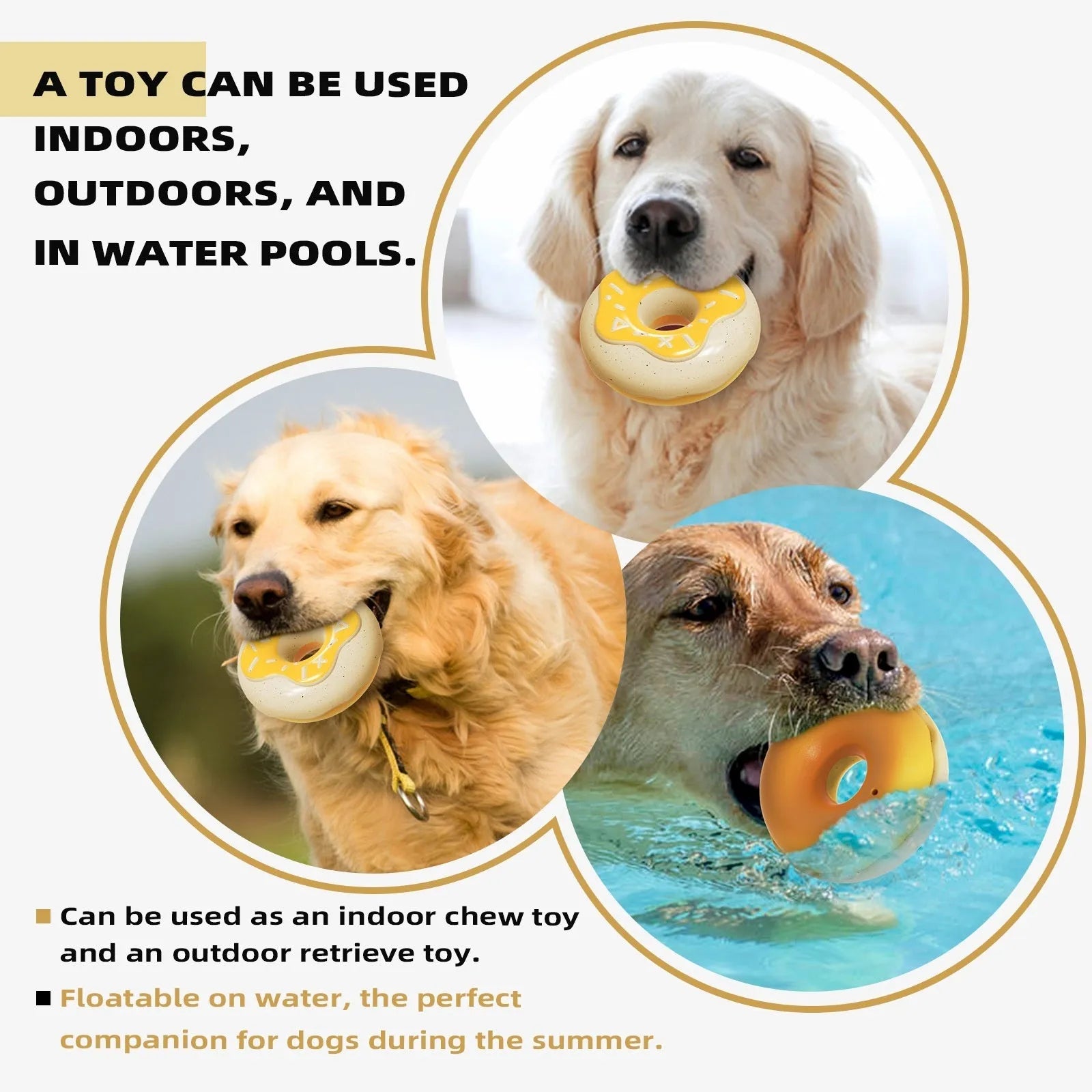 Donut-shaped dog chew toy with molar teeth cleaning sound in TPR material