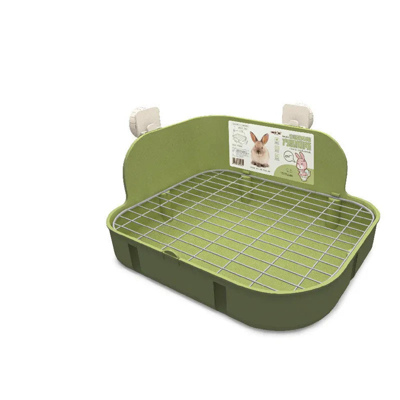 Square small animal toilet in green, pink or yellow, 29.1cm x 22.5cm x 16cm, with iron wire mesh base spaced 1.25cm