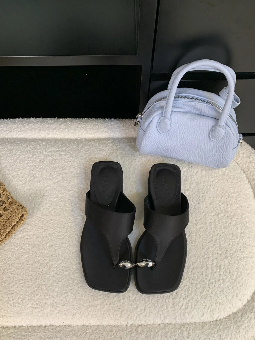 Wedge flip-flops for women, microfiber upper, rubber sole, square toe, available in multiple colours, summer beach slippers