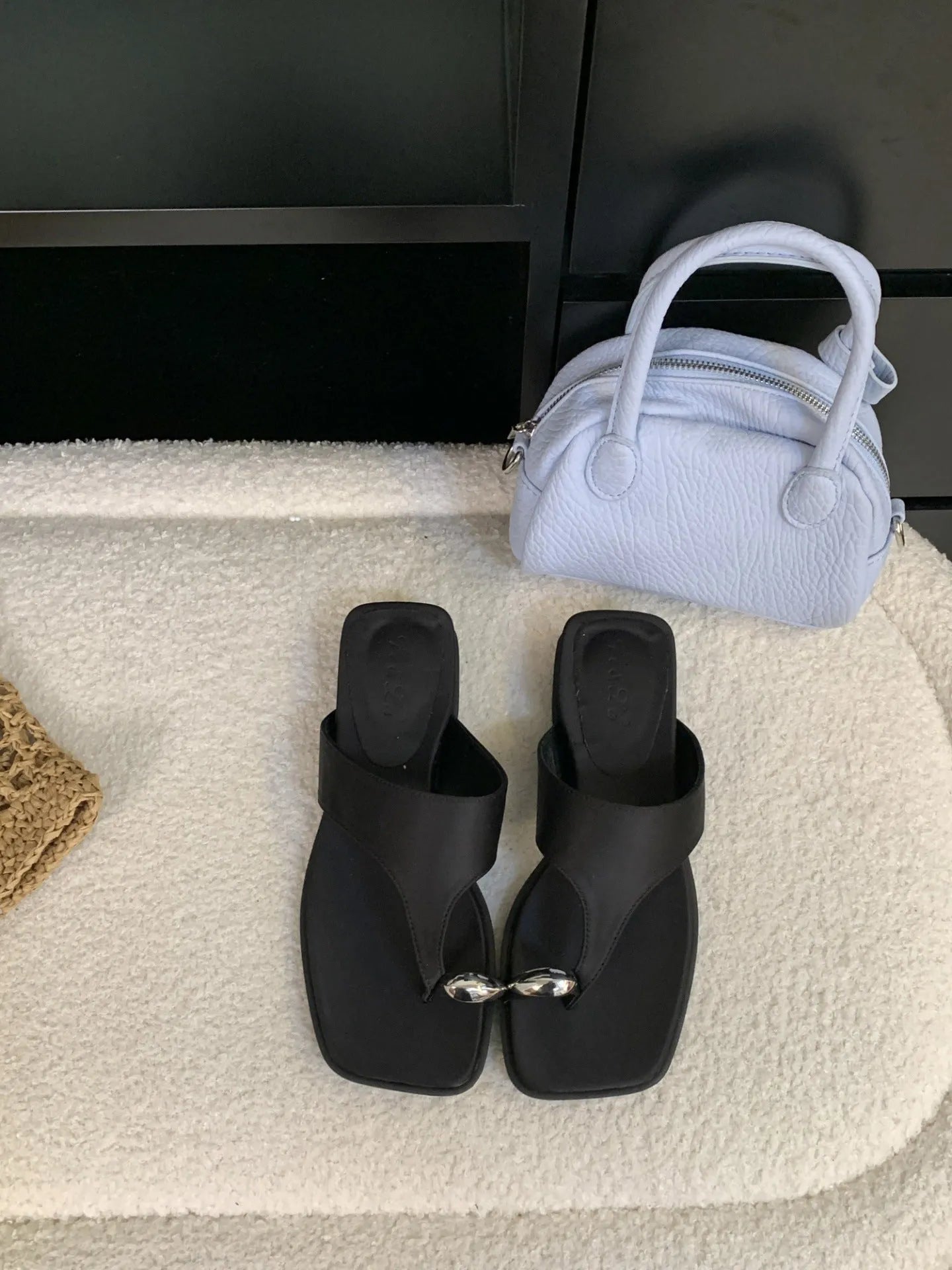 Wedge flip-flops for women, microfiber upper, rubber sole, square toe, available in multiple colours, summer beach slippers