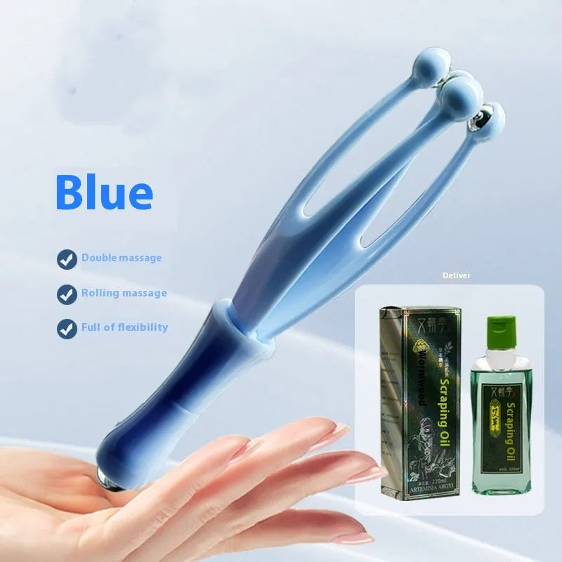 Blue and white steel ball finger massager for hand joint care