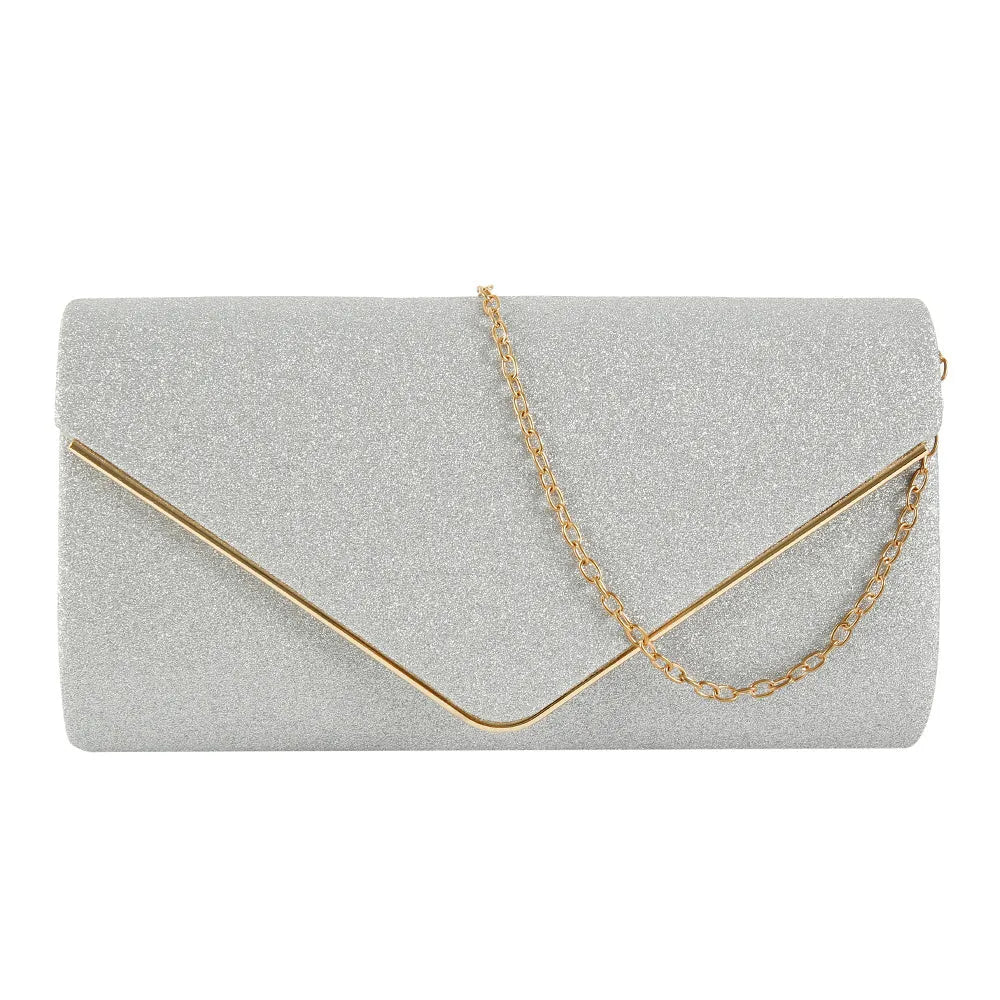 Fabric texture lady handbag in gold/silver/black, 23x12x5 cm compact size