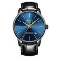 Men's automatic mechanical watch with round stainless steel case, compass function, and sapphire crystal