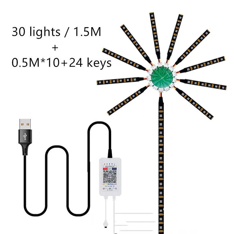 LED voice-activated marquee fireworks light belt with RGB Symphony, 5050 beads, USB power and remote control
