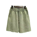 Men's loose straight-leg casual shorts in distressed solid colour cotton fabric