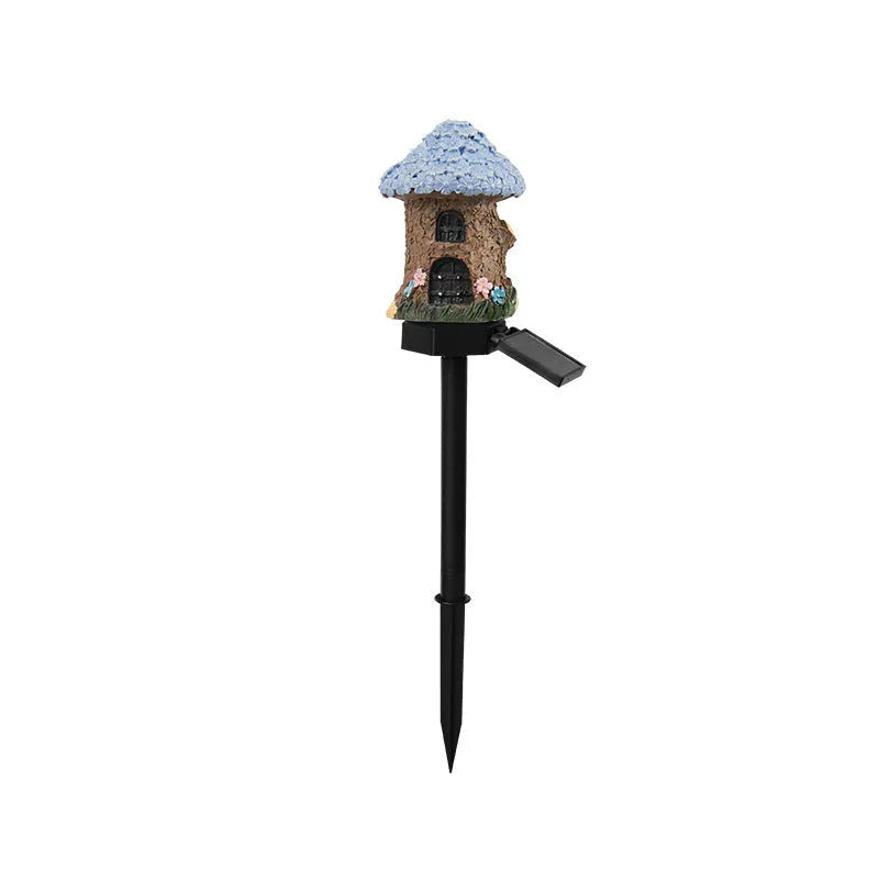 Outdoor solar LED garden light in floral resin design with waterproof IP55 rating