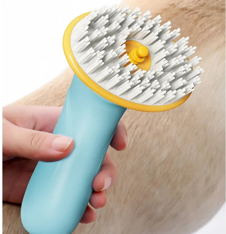Blue hand-held pet bath brush for dogs and cats made of ABS, PP, and TPR, 62mm x 90mm x 160mm