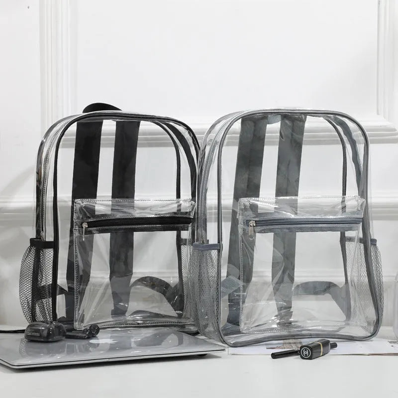 Transparent PVC large capacity outdoor travel backpack in various colour options
