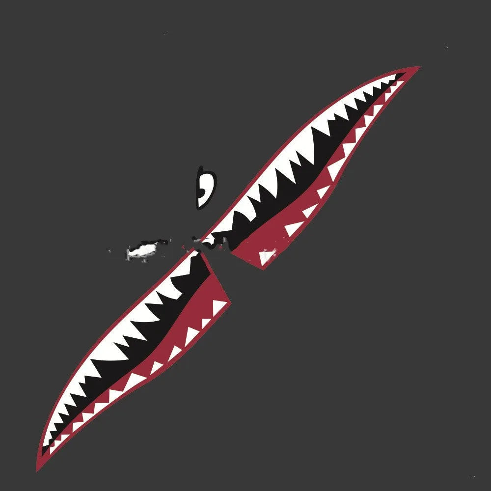 Large shark graphic PVC car body sticker shown on a vehicle boot.