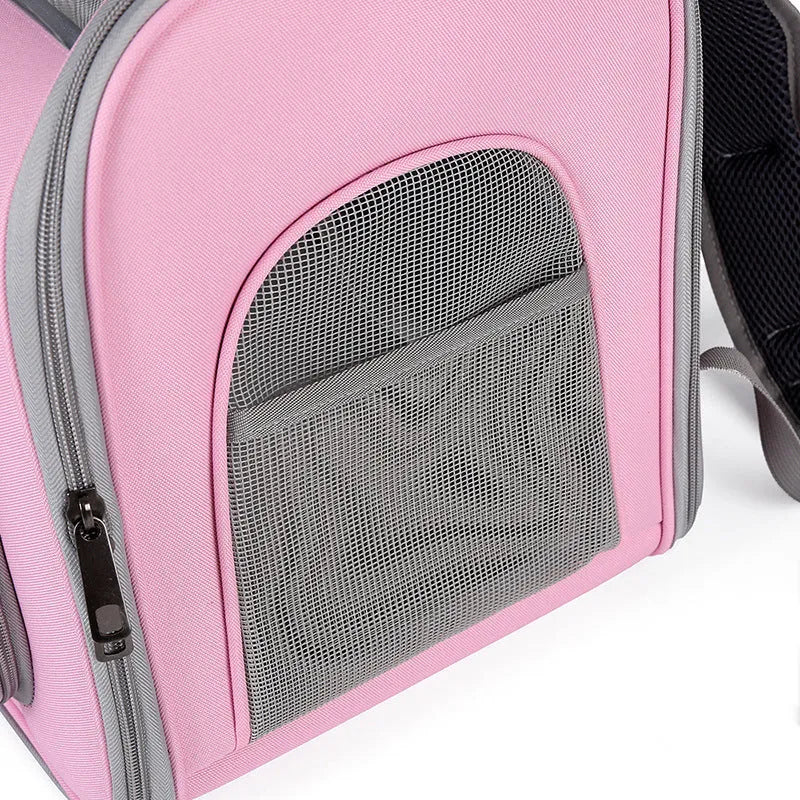 Outdoor portable see through breathable large space pet bag in polyester, 35L capacity, solid colour design