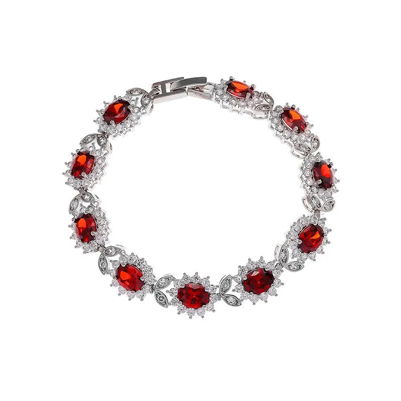 Personality Trend women's simple inlaid zircon bracelet in black onyx colour, electroplated alloy construction.