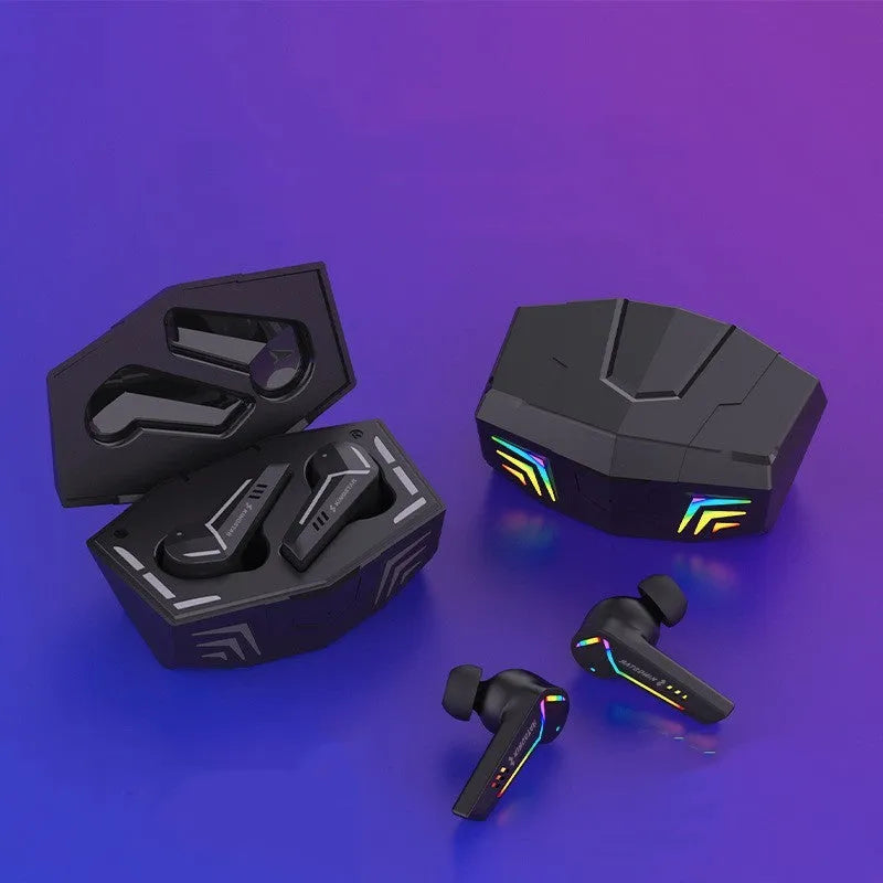 Black low-latency Bluetooth sports headset for gaming with NFC and voice control.