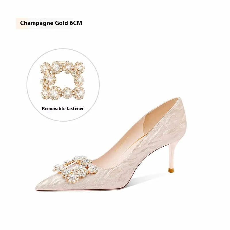 Champagne gold women's high heel pumps with pointed toe and stiletto heel