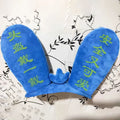 Glowing LED rabbit ears locomotive ski helmet ornament with Velcro base attachment.