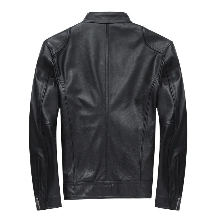 Black polyurethane leather casual jacket for men, Asian sizing available from M to 3XL
