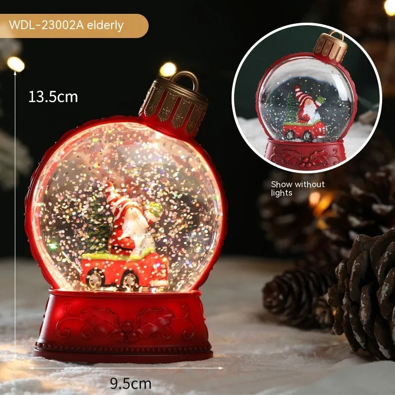 Four LED Christmas luminous simulation flame light decorations showing old man, snowman, child tree and angel designs