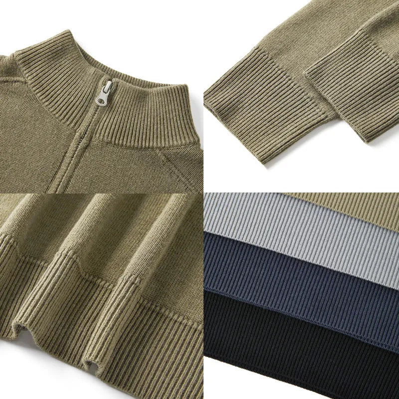 Men's casual sweater thickened wool base shirt long sleeve slim fit pullover in multiple colours black light gray bronze coffee blue gray apricot stone sand