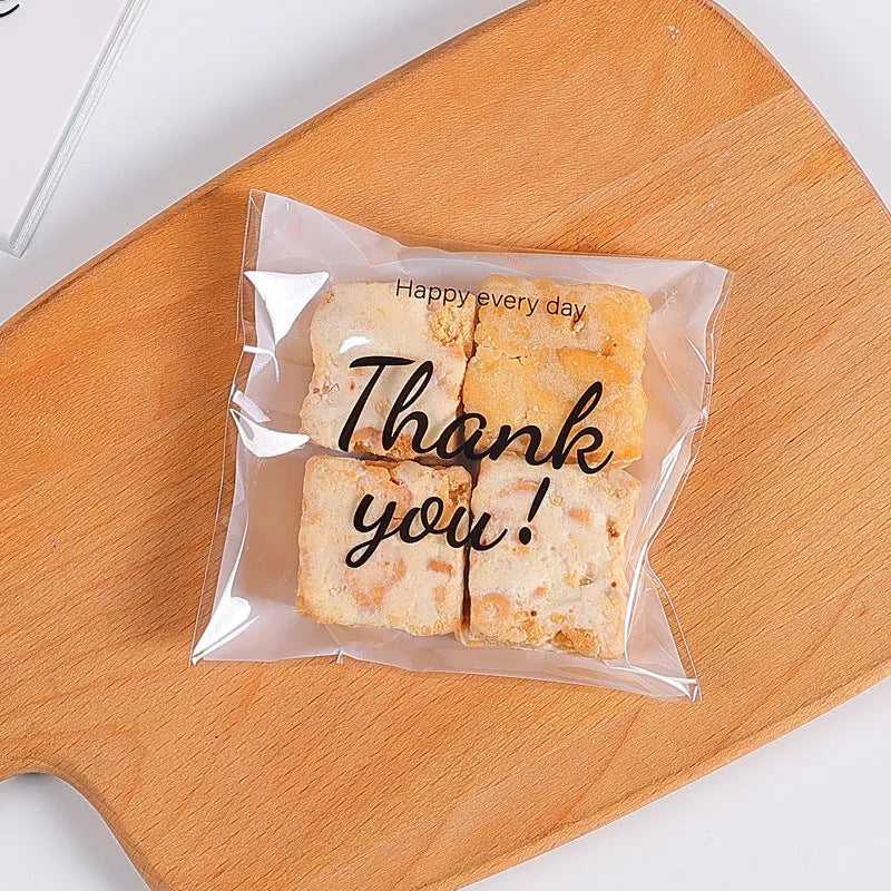 Self-adhesive OPP packaging bag for snowflake cookies, 10x10 cm, moisture-proof, clear simple style