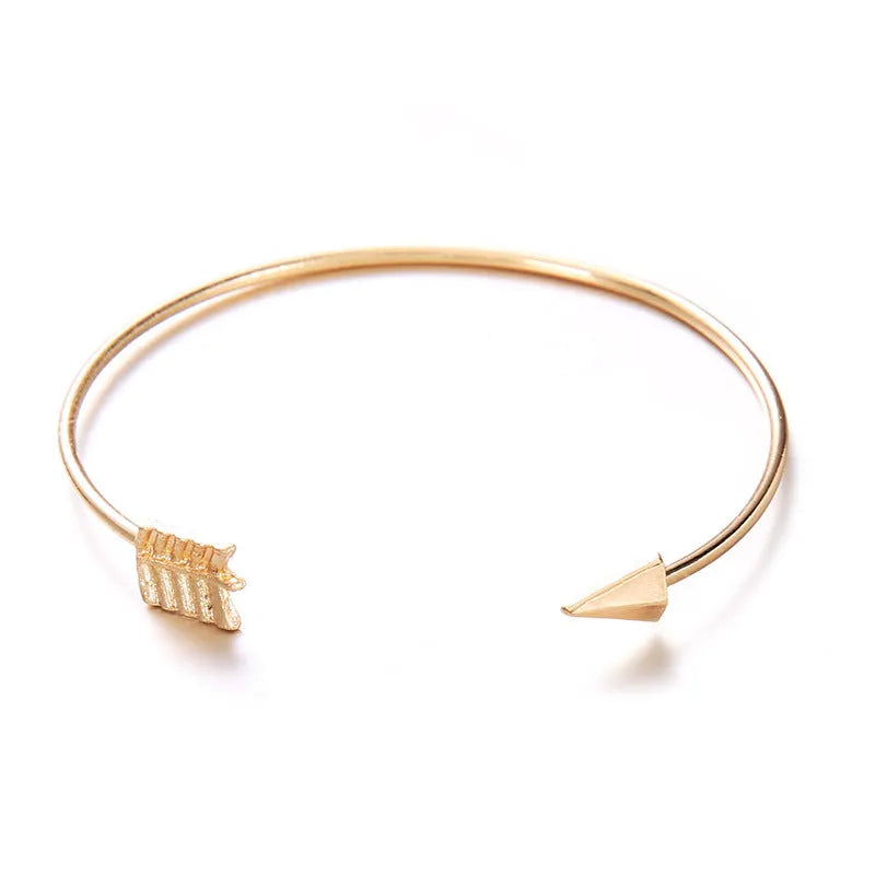 Women's gold-tone vintage arrow knot cuff bracelet with European-American jewellery style
