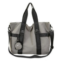 Grey Oxford cloth men's travel shoulder bag with separate coin purse showing large capacity design