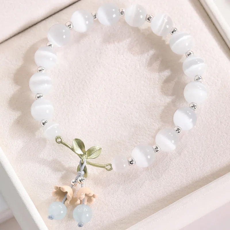Electroplated opal beaded bracelet for women with diamond-shaped beads in various colours