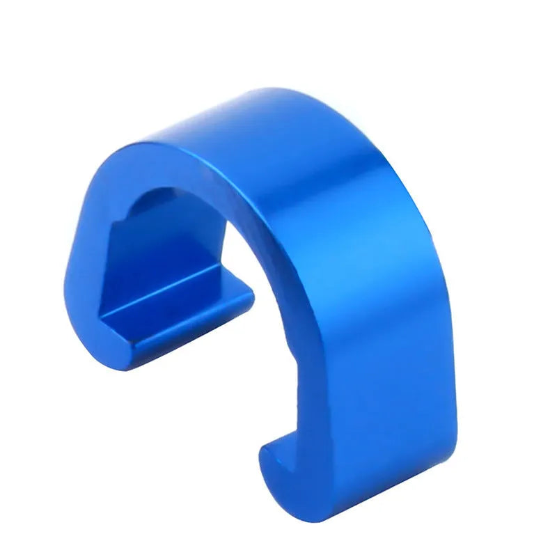 Pack of ten small aluminium alloy C-shaped buckles in assorted colours.