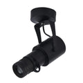 Black surface-mounted LED spotlight with aluminium shell for commercial restaurant lighting.