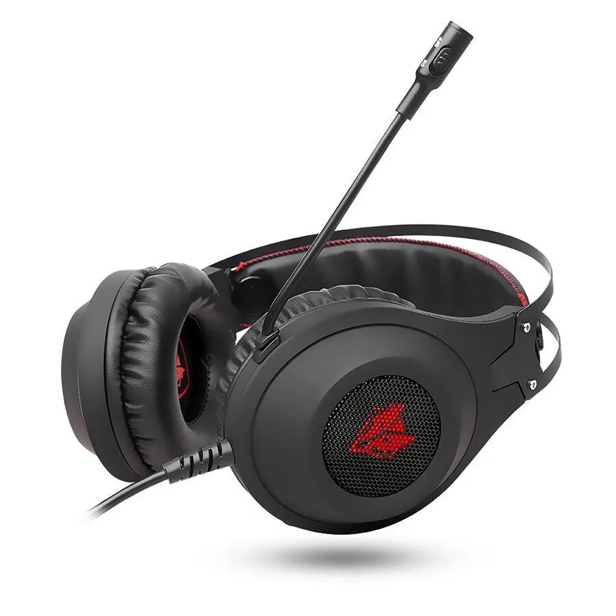 NUBWO N2 black and silver over-ear gaming headset with adjustable microphone and 3.5mm cable