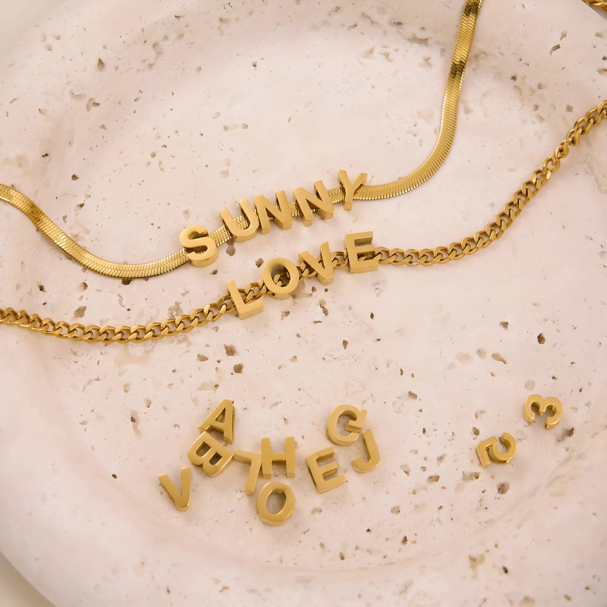 Titanium steel personalised necklace with letter or number pendant on 40.5cm chain