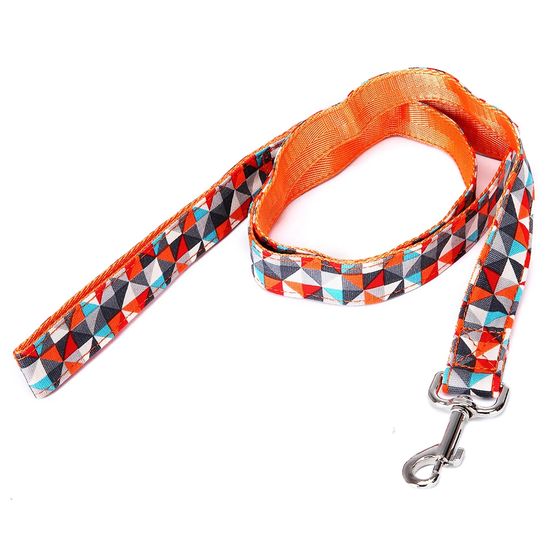 Black plaid stripe pet traction rope with hand loop, measuring 120cm long.