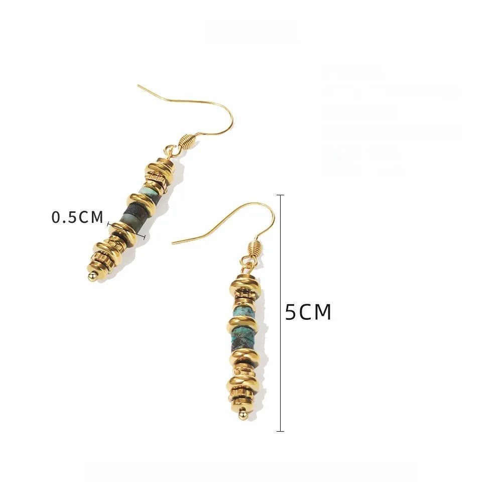 Titanium steel geometric dangle earrings in retro style with 18K purity