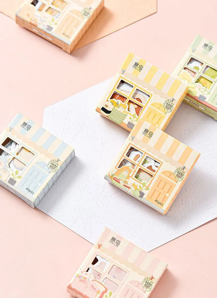 Penguin little naive style paper account stickers showing width range from 20mm to 50mm
