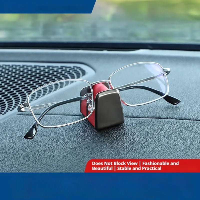 Zinc alloy leather glasses clip for car dashboard in black, grey, green, and red colours