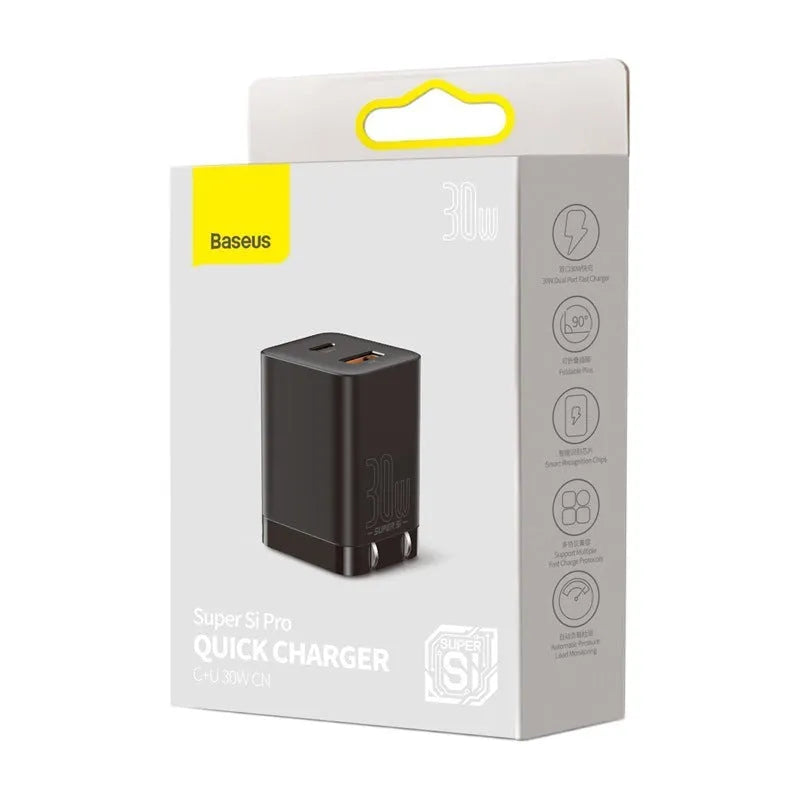 Super Silicon 30W mobile phone charging head in black with USB port