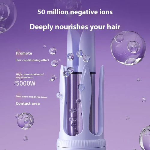 32mm automatic hair curler in pink and light purple colours with ceramic barrels