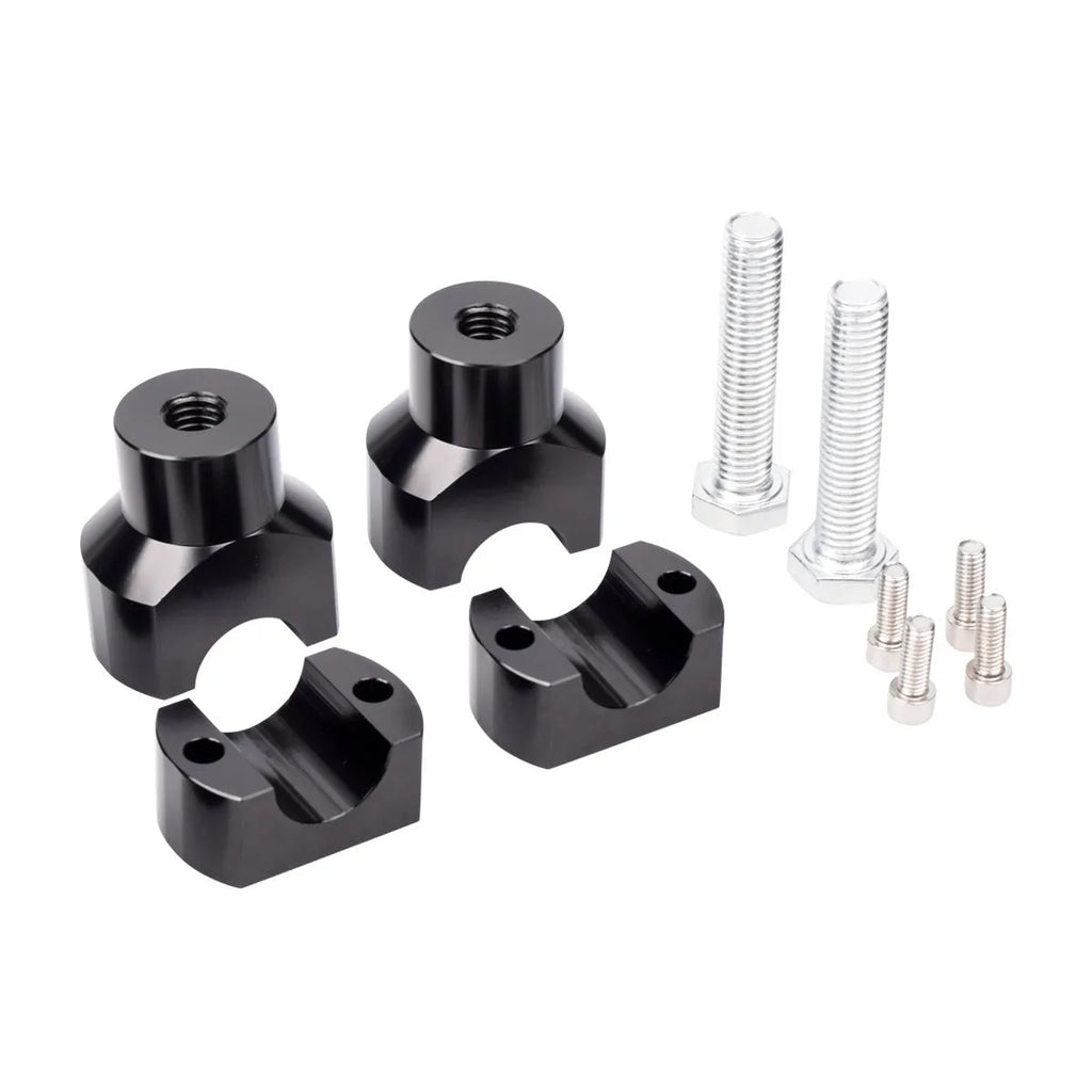 Pair of black aluminium 25mm universal motorcycle handlebar riser codes