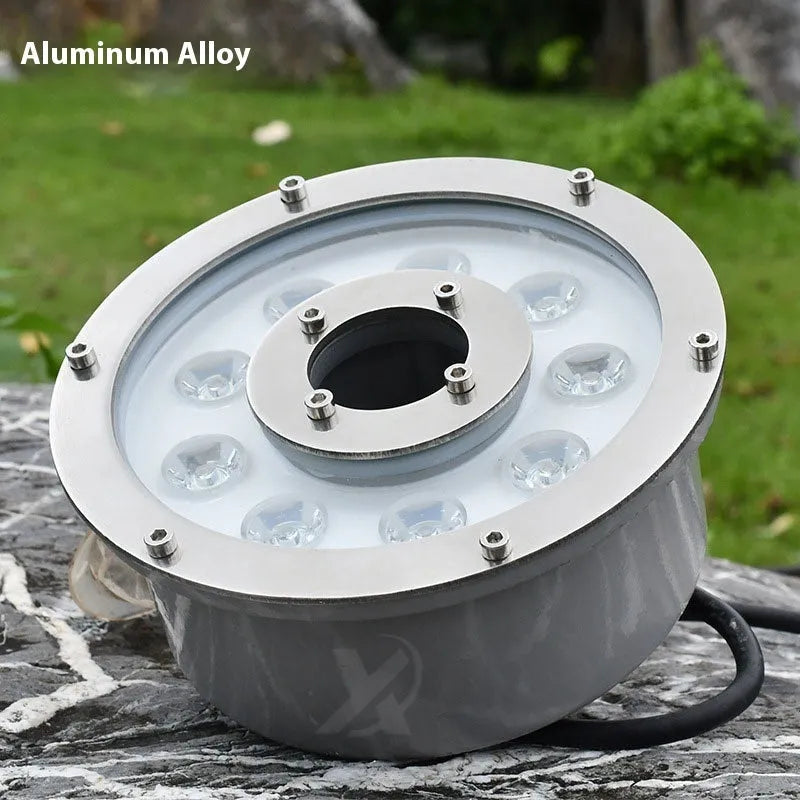 Aluminium alloy underwater lamp for garden villa and courtyard water feature lighting with RGB, warm white, and pure white options