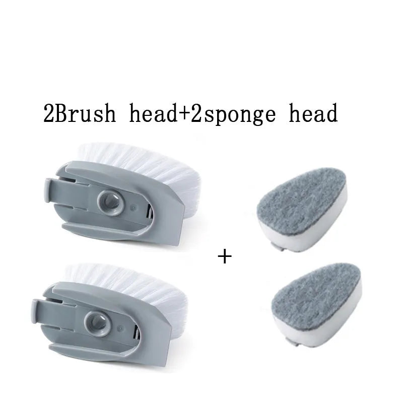 2 in 1 long handle cleaning brush with removable head and sponge for kitchen dishes