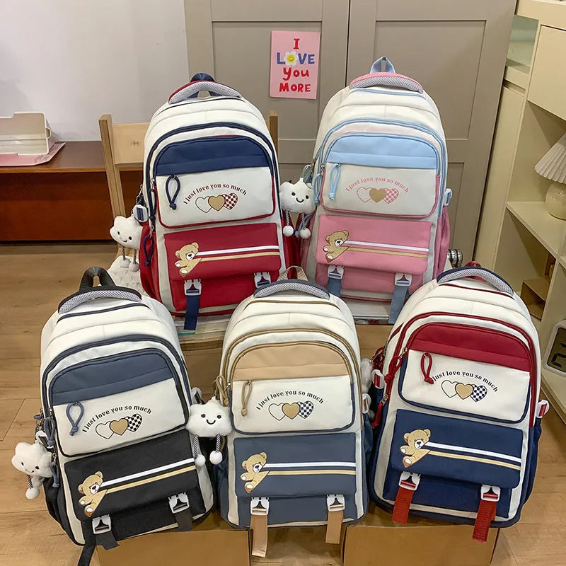 Student portable burden alleviation backpack for middle school high school girls in large capacity, available in multiple colours